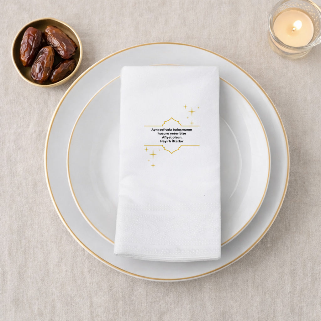 Ramazan Desenli Baskılı Peçete – Aynı Sofrada Buluşmanın Huzuru | Hayırlı İftarlar | 33x33 cm