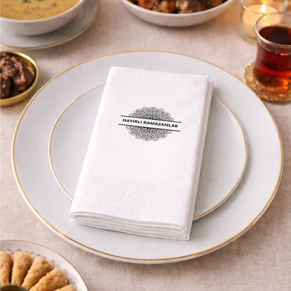 Ramazan Desenli Baskılı Peçete – Mandala Motifli | Hayırlı Ramazanlar | 33x33 cm