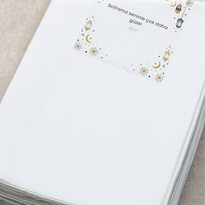 Ramazan Desenli Baskılı Peçete – Soframız Seninle Çok Daha Güzel | Zarif İkonlu | 33x33 cm