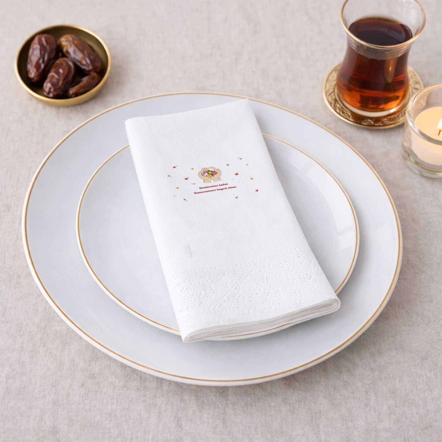 Ramazan Desenli Baskılı Peçete – Dua Temalı | Dualarımız Kabul Olsun | 33x33 cm