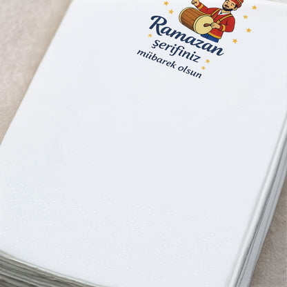 Ramazan Davulcusu Desenli Baskılı Peçete – Ramazan Şerifiniz Mübarek Olsun | 33x33 cm