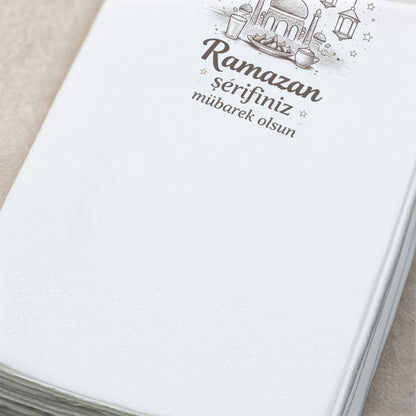 Minimal Cami Desenli Ramazan Peçetesi – Ramazan Şerifiniz Mübarek Olsun | 33x33 cm