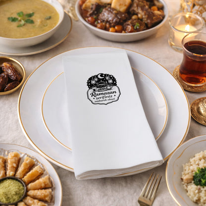 Siyah Etiket Desenli Ramazan Peçetesi – Ramazan Şerifiniz Mübarek Olsun | 33x33 cm