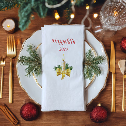 Hoşgeldin 2023 Yılbaşı Desenli Baskılı Peçete – 33x33 cm Çift Katlı Selülozik, 20’li Paket