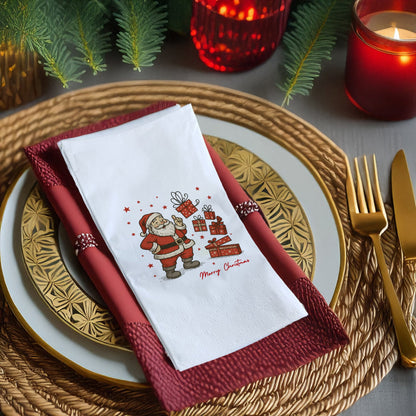 Vintage Noel Baba Merry Christmas Baskılı Yılbaşı Peçetesi – 33x33 cm, 20’li