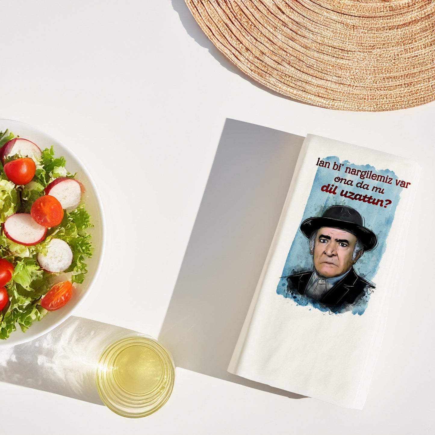 ''Lan Bi Nargilemiz Var'' – Yeşilçam Temalı Nostaljik Baskılı Peçete | 20’li, 33x33 cm