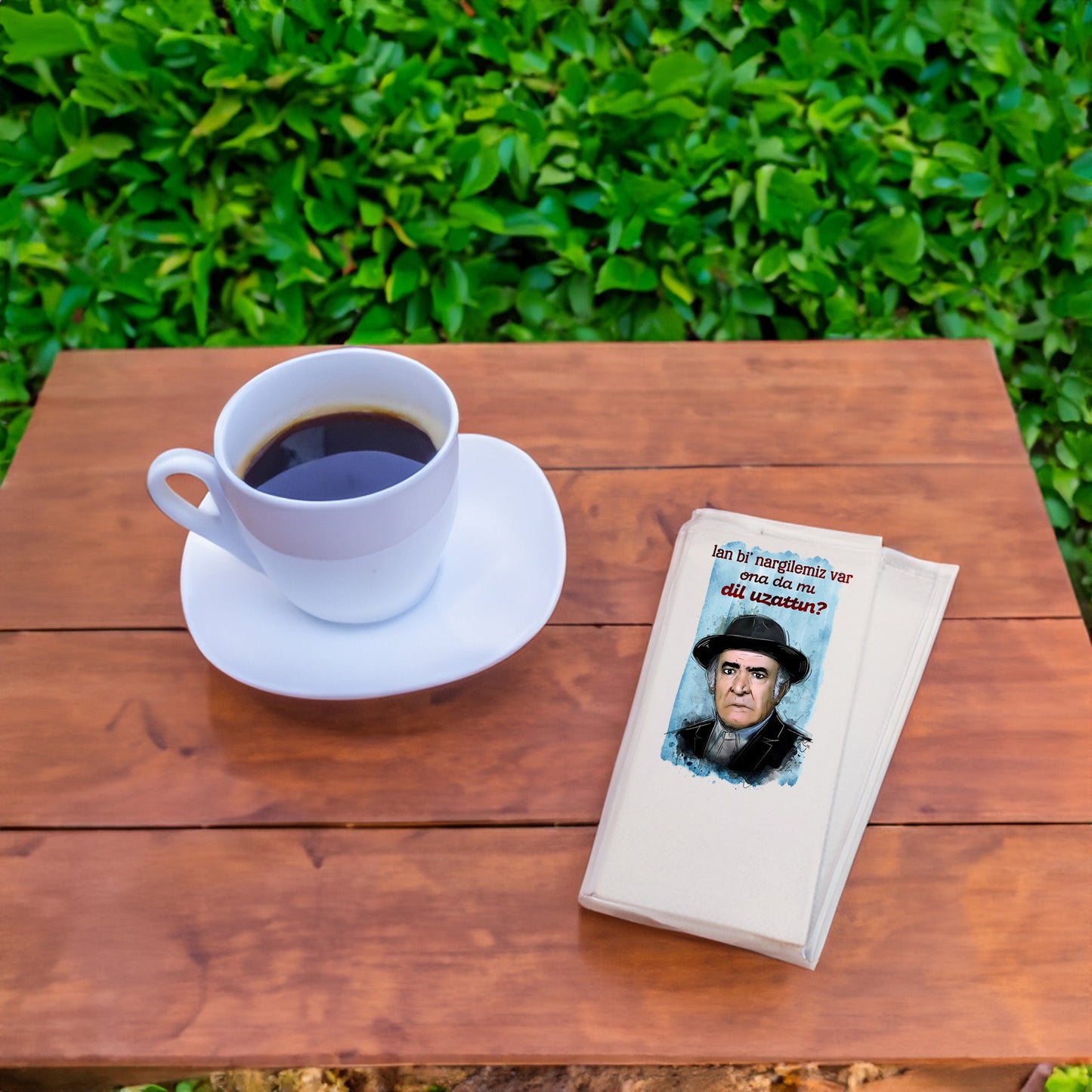 ''Lan Bi Nargilemiz Var'' – Yeşilçam Temalı Nostaljik Baskılı Peçete | 20’li, 33x33 cm