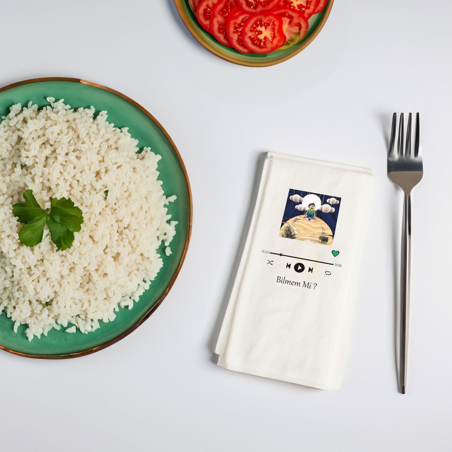 Bilmem Mi? Şarkı Sözü Tasarımlı Baskılı Peçete – 20’li Paket | 33x33cm Çift Katlı Selülozik Garson Katlama