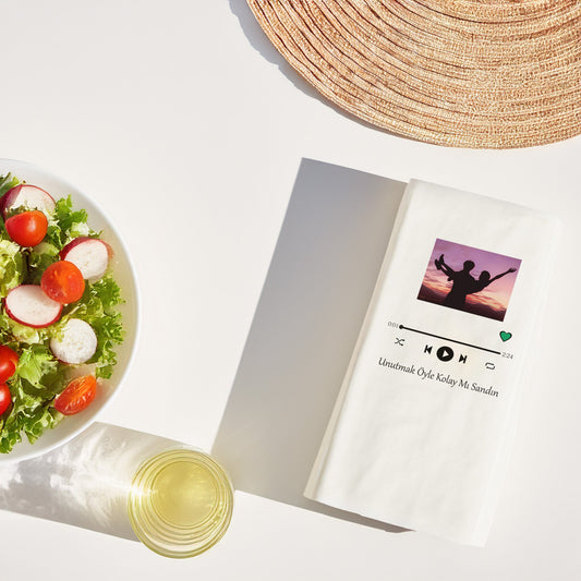 “Unutmak Öyle Kolay mı Sandın” Şarkı Sözlü Müzik Temalı Baskılı Peçete – 33x33cm 20’li Paket