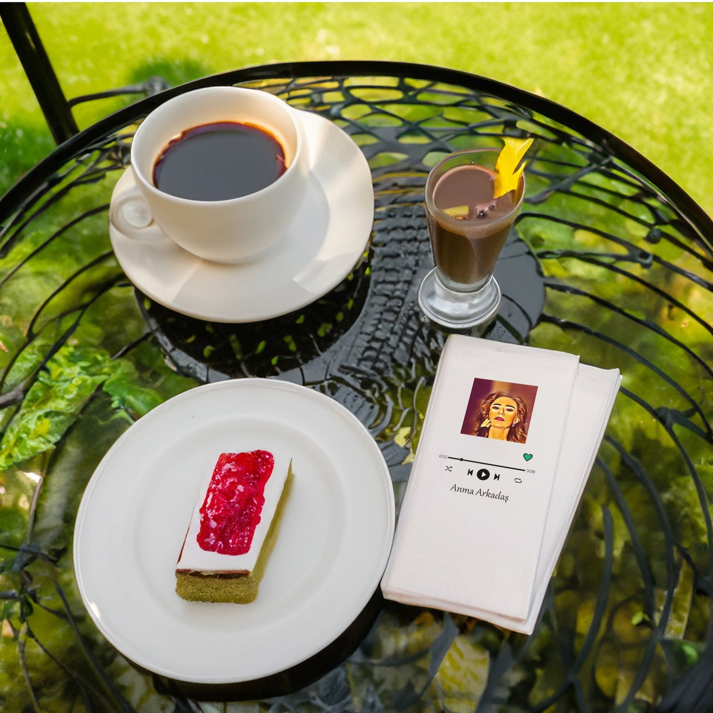 Anma Arkadaş Şarkı Temalı Baskılı Peçete – 33x33cm Çift Katlı Garson Katlama (20’li Paket)