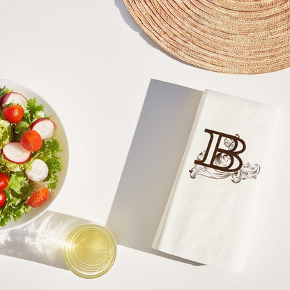 Monogram B Harfli Premium Baskılı Peçete – Zarif Vintage Desenli, 33x33cm, 20’li Paket