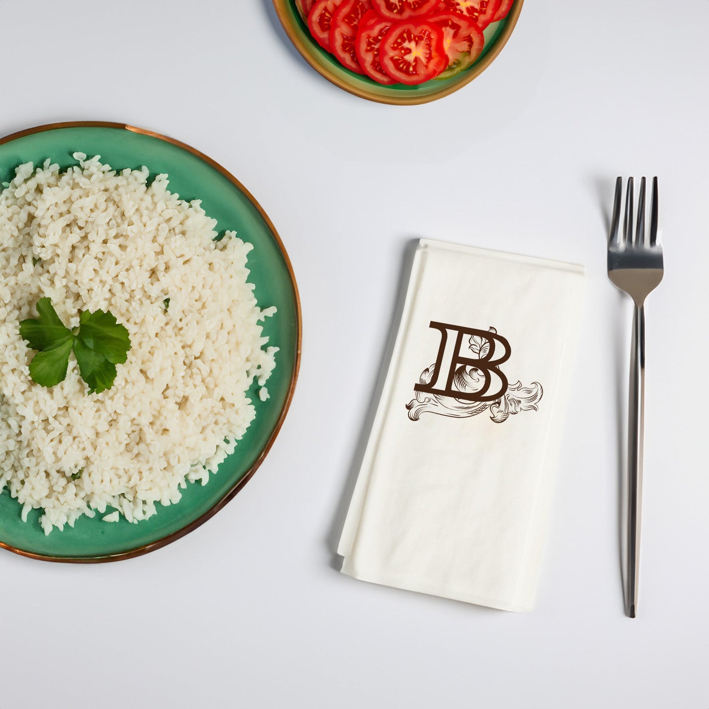 Monogram B Harfli Premium Baskılı Peçete – Zarif Vintage Desenli, 33x33cm, 20’li Paket