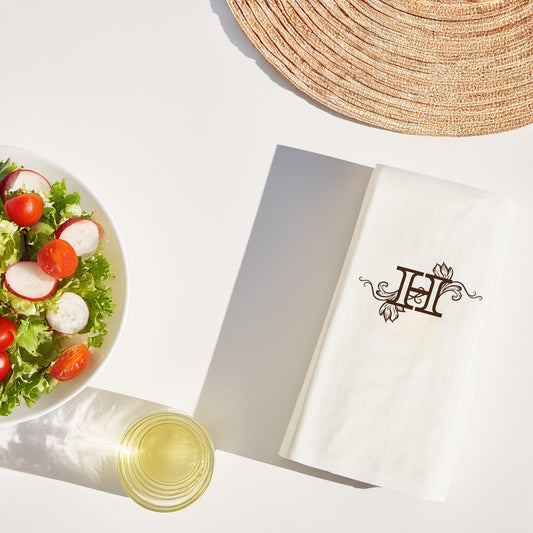 H Harfi Monogram Desenli Elegant Baskılı Peçete – 33x33cm, 20’li Paket