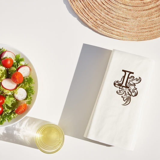I Harfi Monogram Desenli Lüks Baskılı Peçete – 33x33cm, Çift Katlı, 20’li Paket