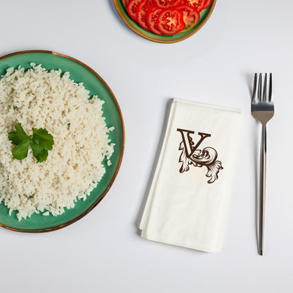 V Monogram Harfi Baskılı Şık Peçete – 33x33 cm, Çift Katlı, 20’li Paket | Özel Tasarım Masa Peçetesi
