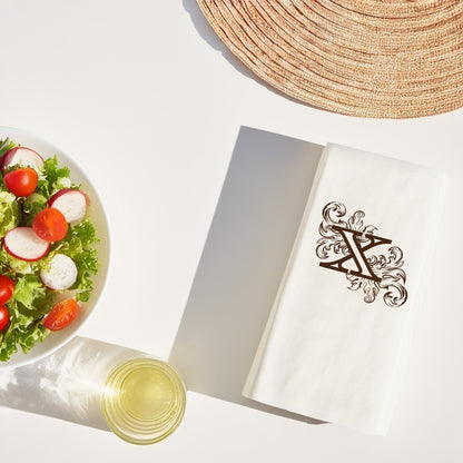 U Harfi Monogram Baskılı Şık Peçete – 33x33cm, Çift Katlı Beyaz Selülozik, 20’li Paket