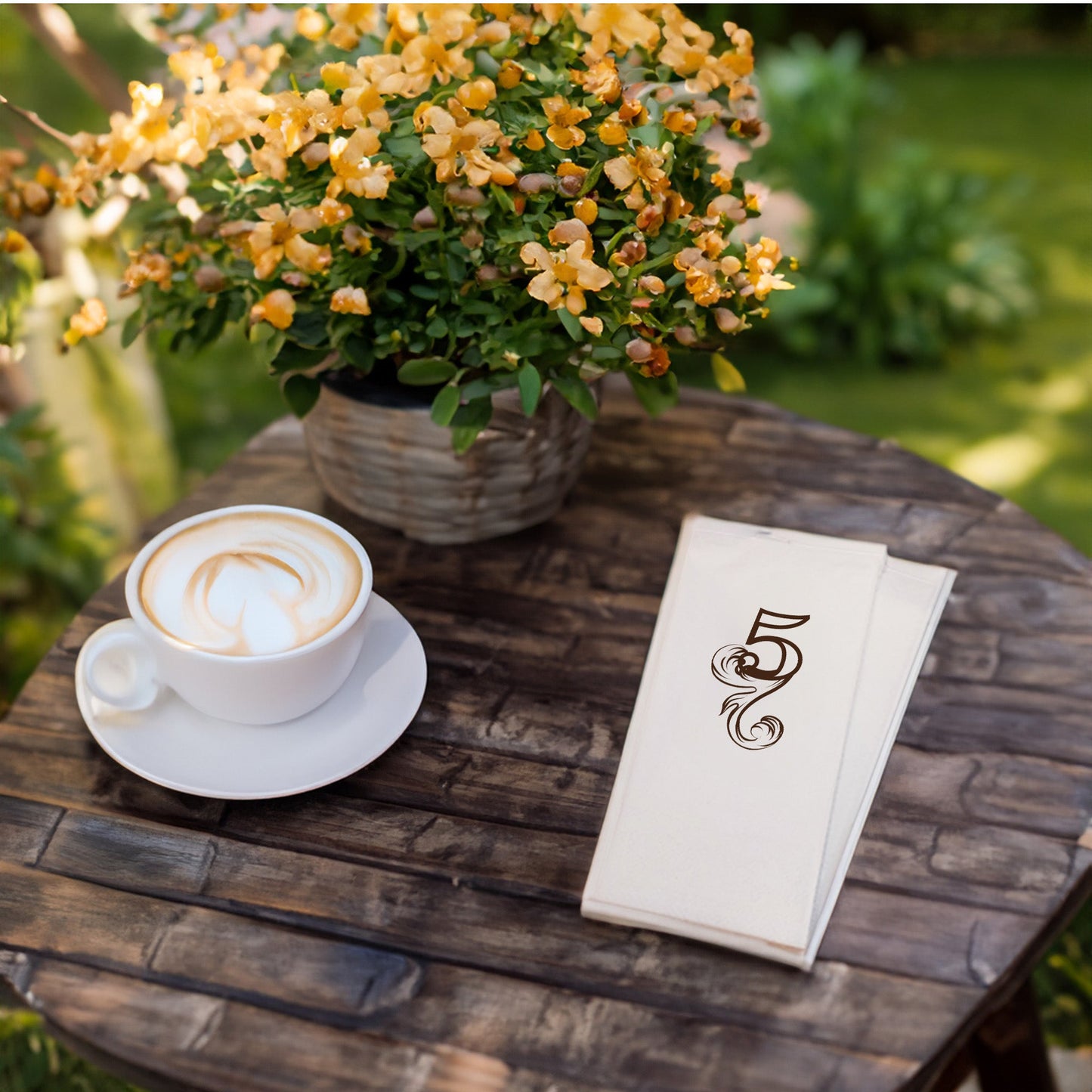 Monogram “6” Desenli Baskılı Peçete – 33x33cm Çift Katlı, 20’li Paket | Modern & Şık Masa Dekorasyonu