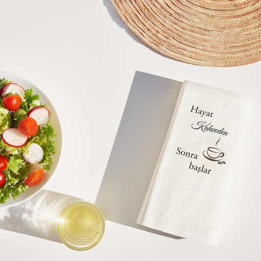 Hayat Kahveden Sonra Başlar Yazılı Baskılı Peçete – Kahve Temalı Peçete 20’li, 33x33 cm