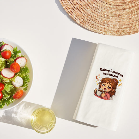 Kahve Desenli Baskılı Peçete – Kahve İçmeden Ayılamam Tasarım