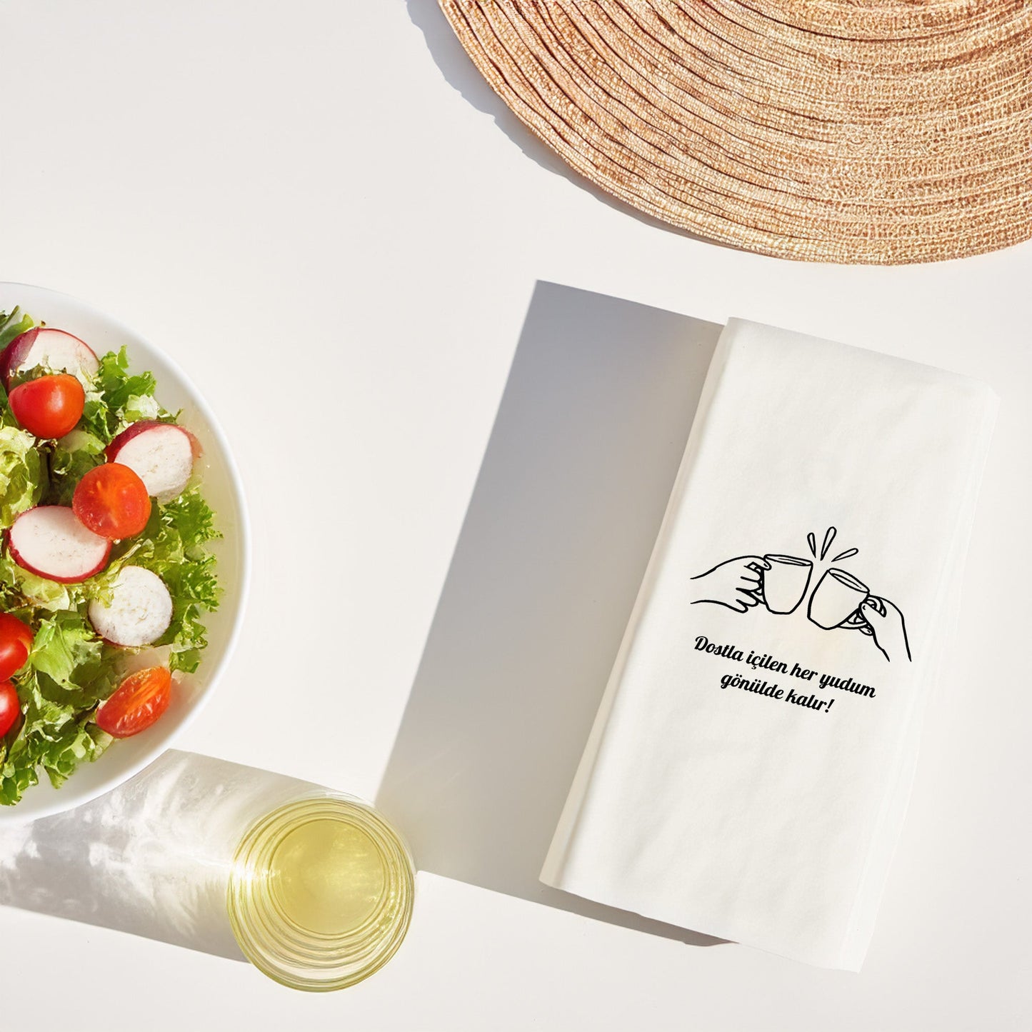 Kahve Desenli Baskılı Peçete – Modern Minimal Kahve İkon Tasarım