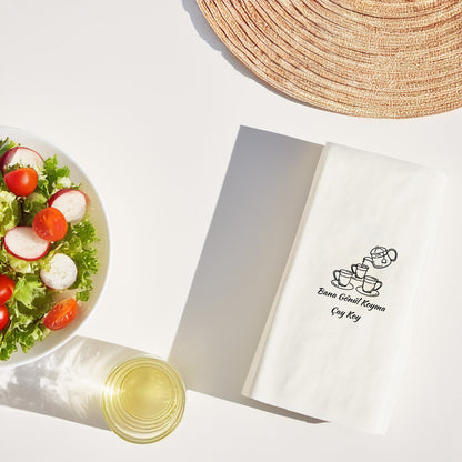 Kahve Desenli Baskılı Peçete – Kalpli İki Kahve Fincanı Minimal Tasarım