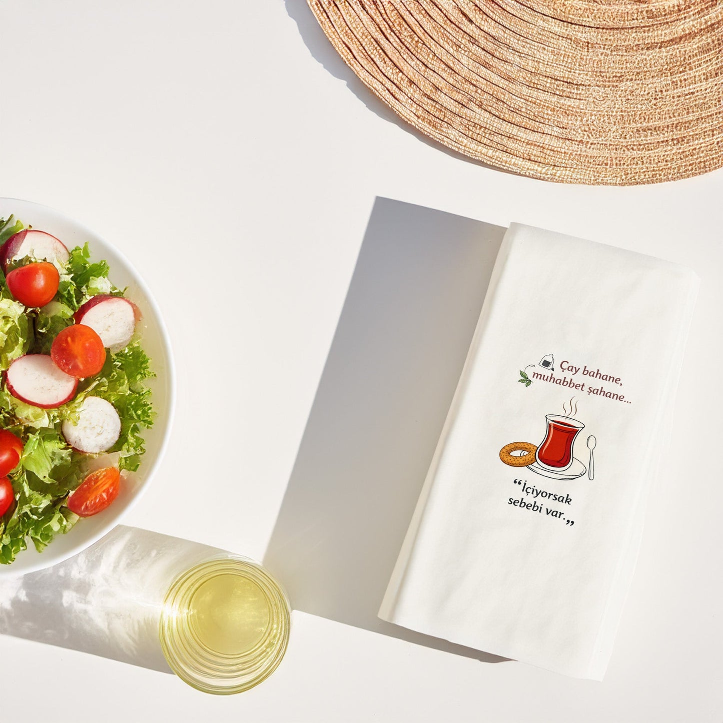 Çay Desenli Baskılı Peçete – Çay Bahane Muhabbet Şahane Tasarım