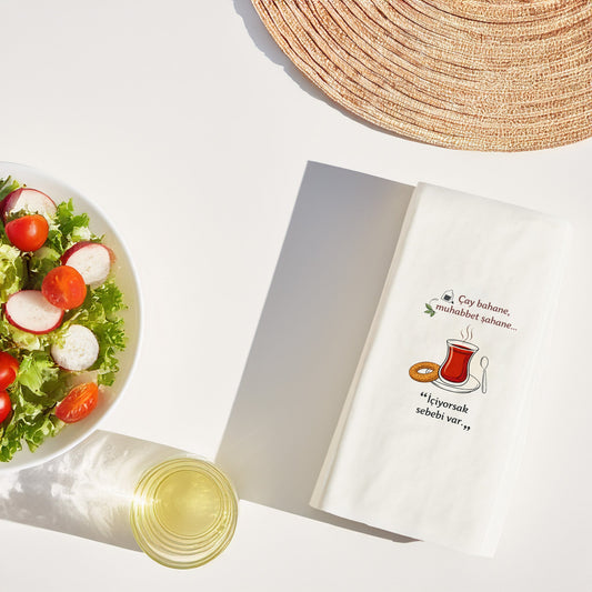 Çay Desenli Baskılı Peçete – Çay Bahane Muhabbet Şahane Tasarım