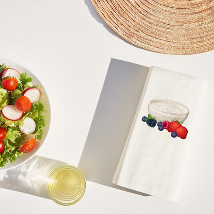 Yoğurt & Berry Bowl Temalı Baskılı Peçete – 33x33cm Çift Katlı, 20’li Paket | Healthy Breakfast Sunum Peçetesi