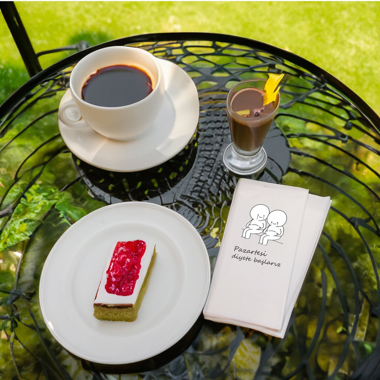 “Pazartesi Diyete Başlarız” Baskılı Peçete – 33x33cm Çift Katlı, 20’li Paket | Komik Diyet Temalı Tasarım