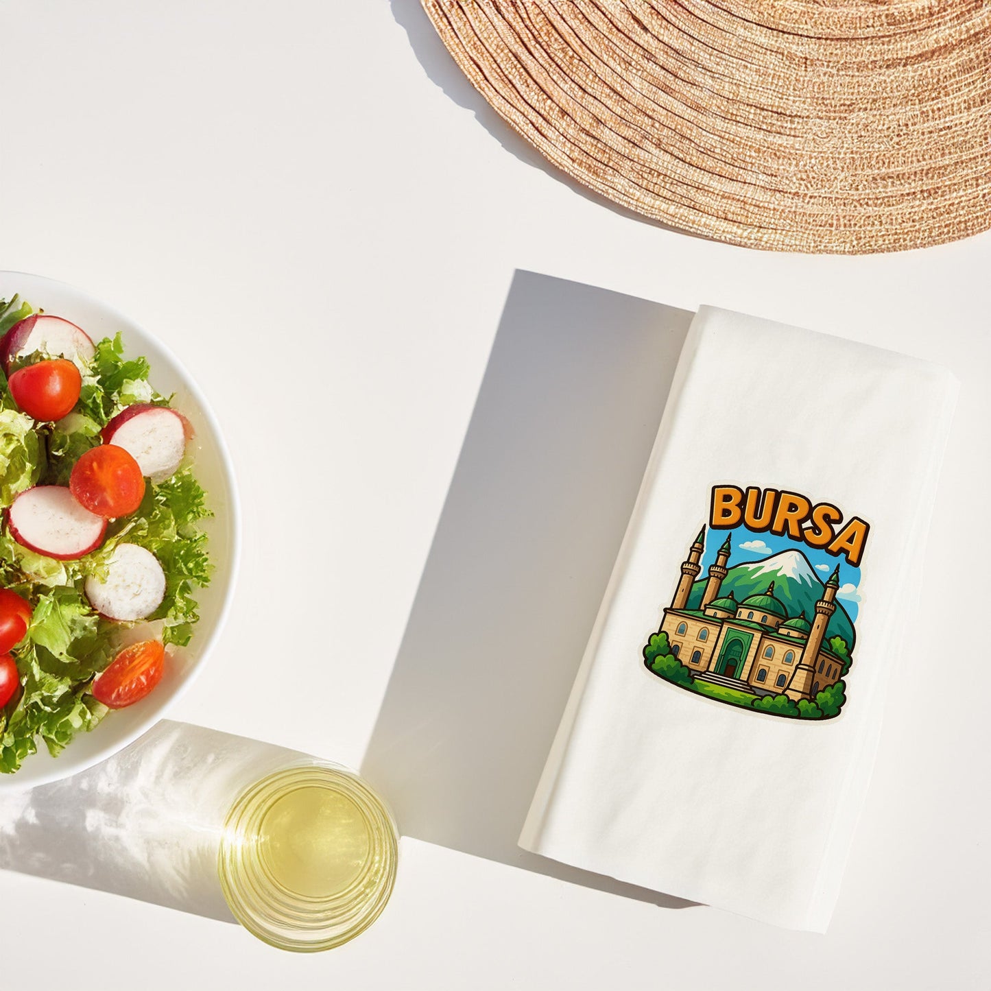 Bursa Şehir Desenli Baskılı Peçete | Ulucami Motifli Özel Tasarım Sofra Peçetesi