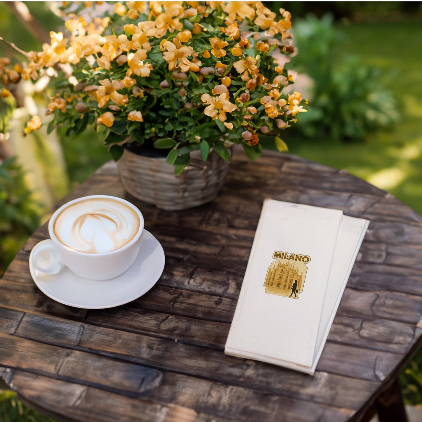 Milano Şehir Desenli Baskılı Peçete | Duomo Motifli İtalya Temalı Sofra Peçetesi