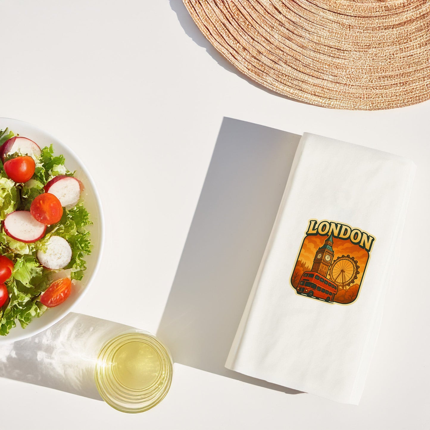 London Şehir Desenli Baskılı Peçete | Big Ben ve Kırmızı Otobüs Temalı Sofra Peçetesi