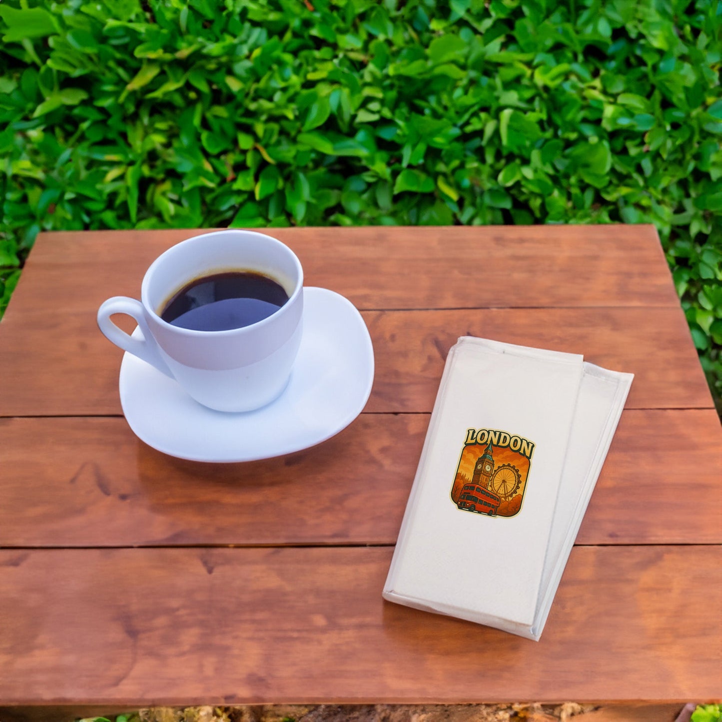 London Şehir Desenli Baskılı Peçete | Big Ben ve Kırmızı Otobüs Temalı Sofra Peçetesi