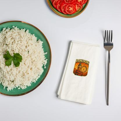 London Şehir Desenli Baskılı Peçete | Big Ben ve Kırmızı Otobüs Temalı Sofra Peçetesi