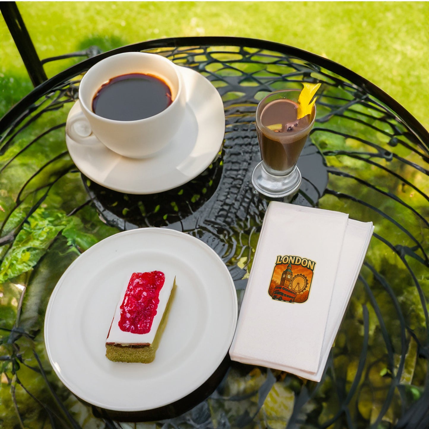 London Şehir Desenli Baskılı Peçete | Big Ben ve Kırmızı Otobüs Temalı Sofra Peçetesi