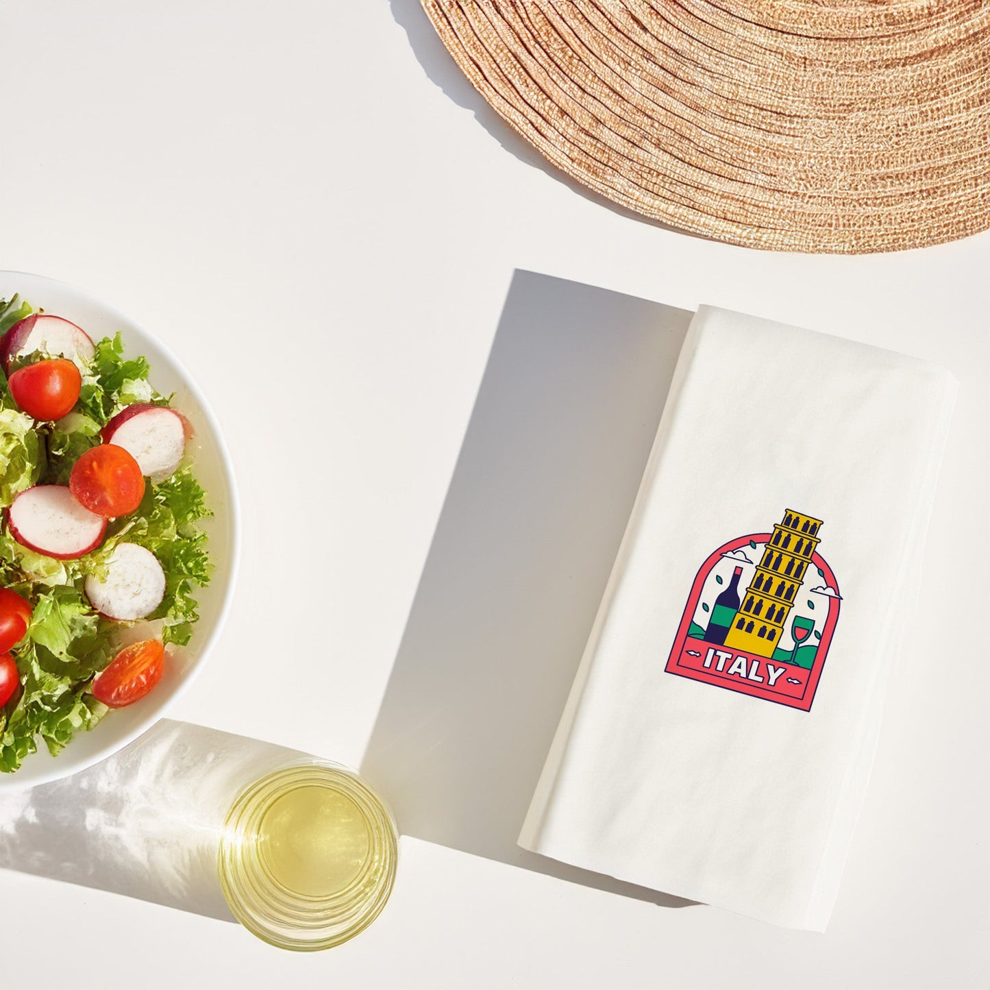 Italy Ülke Desenli Baskılı Peçete | Pisa Kulesi Motifli İtalya Temalı Sofra Peçetesi