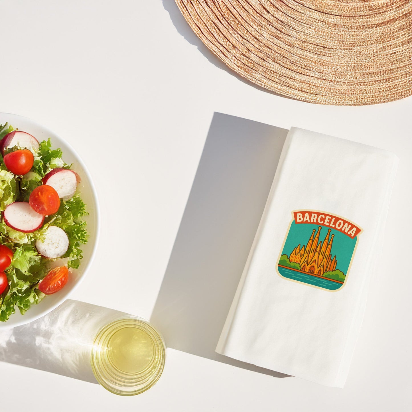 Barcelona Şehir Desenli Baskılı Peçete | Sagrada Familia Temalı Sofra Peçetesi