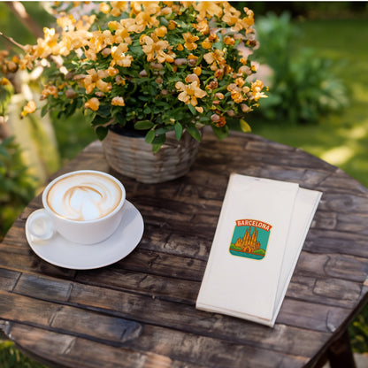 Barcelona Şehir Desenli Baskılı Peçete | Sagrada Familia Temalı Sofra Peçetesi