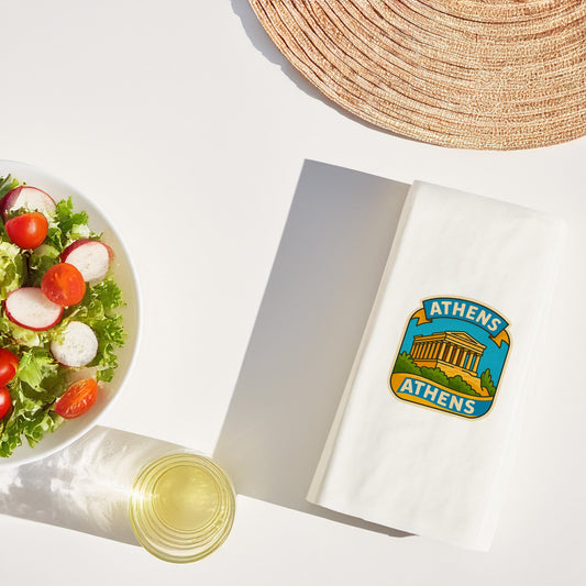 Athens Şehir Desenli Baskılı Peçete | Atina Parthenon Temalı Sofra Peçetesi