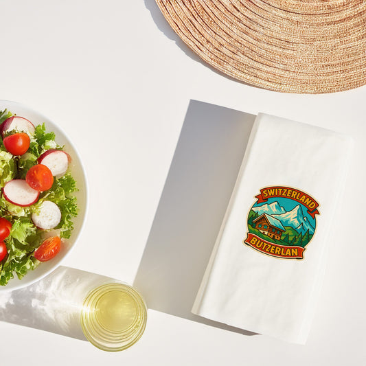 Switzerland Ülke Desenli Baskılı Peçete | İsviçre Dağ Manzarası Temalı Peçete