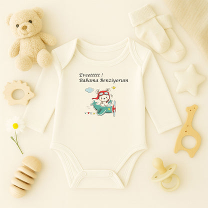 Kişiye Özel Bebek Zıbını – Pilot Ayıcık Tasarım | 1–36 Ay