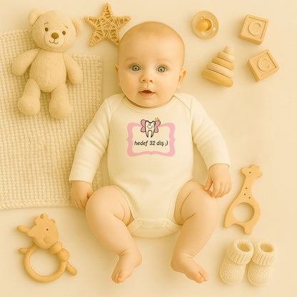 Kişiye Özel Bebek Zıbını – “Hedef 32 Diş” Diş Perisi Tasarım | 1–36 Ay