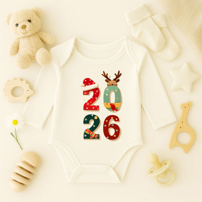 Kişiye Özel Bebek Zıbını – 2026 Noel Rakam Tasarımı | 1–36 Ay