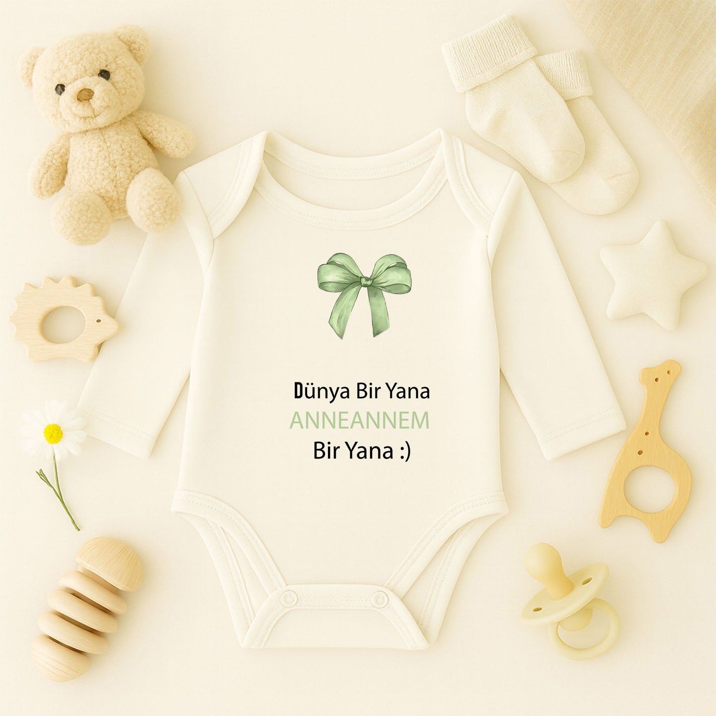 Kişiye Özel Bebek Zıbını – Anneannem Tasarım Mint Fiyonk | 1–36 Ay