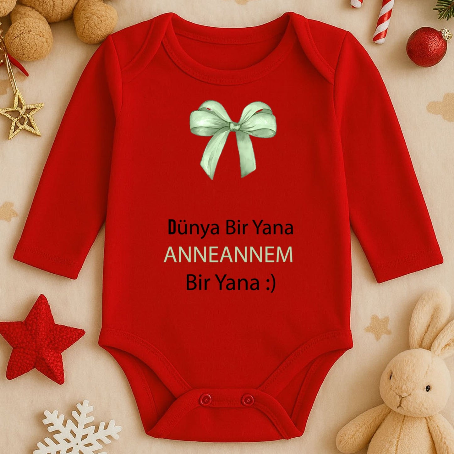 Kişiye Özel Bebek Zıbını – Anneannem Tasarım Mint Fiyonk | 1–36 Ay