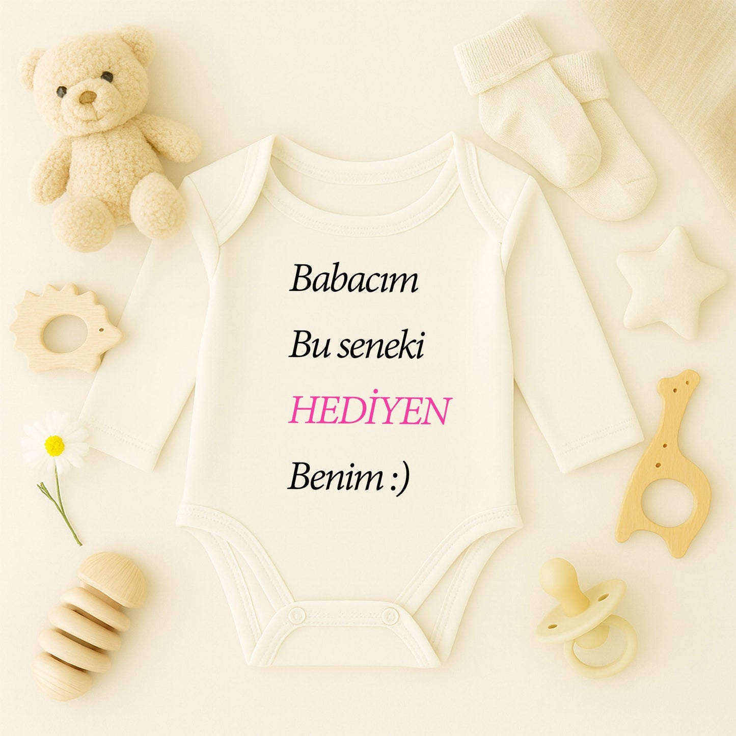 Hediyen Benden Bebek Zıbın – Eğlenceli Pembe Yazılı Tasarım | 1–36 Ay | Kız & Unisex