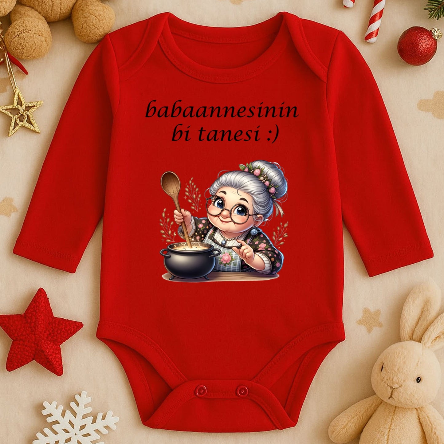 'Babaannesinin Birtanesi'Bebek Zıbını – 1–36 Ay | Hassas Ciltlere Uygun DTF Baskı