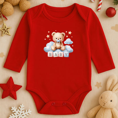 Kişiye Özel Ayıcık Temalı Bebek Zıbını – 1–36 Ay | DTF Baskı, Hassas Cilt Dostu