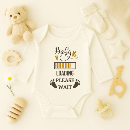 Baby Loading Please Wait Baskılı Bebek Zıbını – 1–36 Ay |Hassas Cilt Dostu