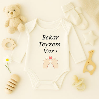Kalp Sevgi Temalı Kişiye Özel Bebek Zıbını – 1–36 Ay | Hassas Cilt Dostu